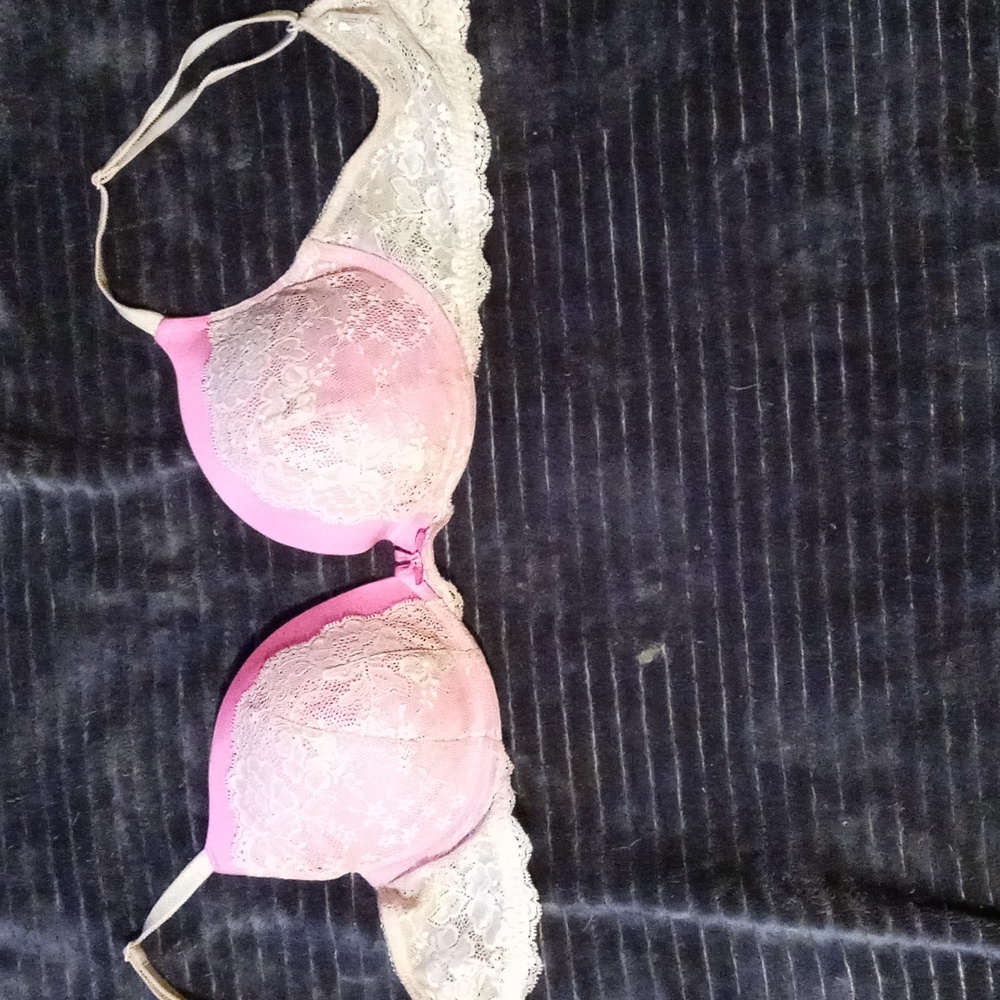 Beautiful pink and white lace bra